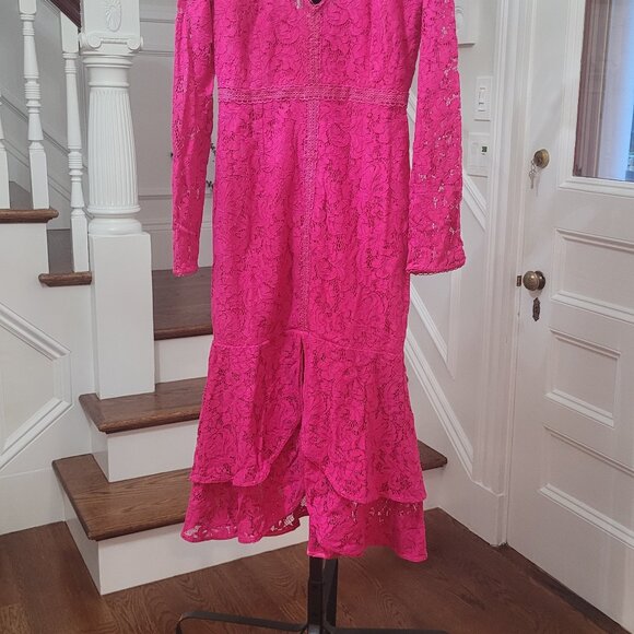 NEW Lace Midi Dress. Fuchsia. Size 2. - Picture 3 of 16
